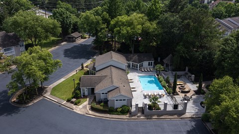 Eclipse Apartments Duluth GA aerial view pool clubhouse
