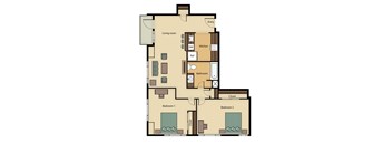 a floor plan of a 2 bedroom apartment