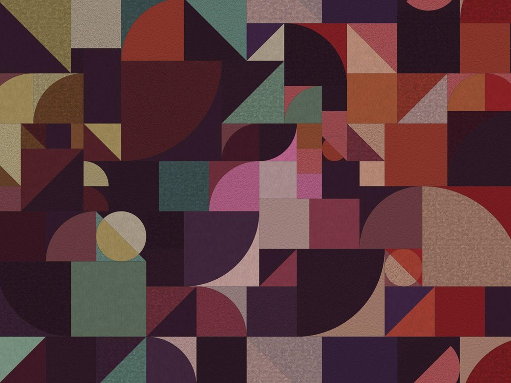 a collection of geometric shapes with different colors and patterns