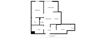 A black and white floor plan of a home with labeled rooms.