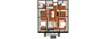 A floor plan of a house with labeled rooms and dimensions.