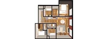 A floor plan of a Pickler 1.3 apartment layout.