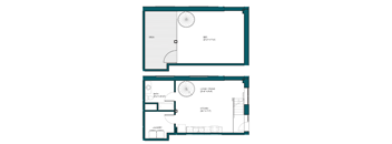 a floor plan of a small house with a bedroom and a living room