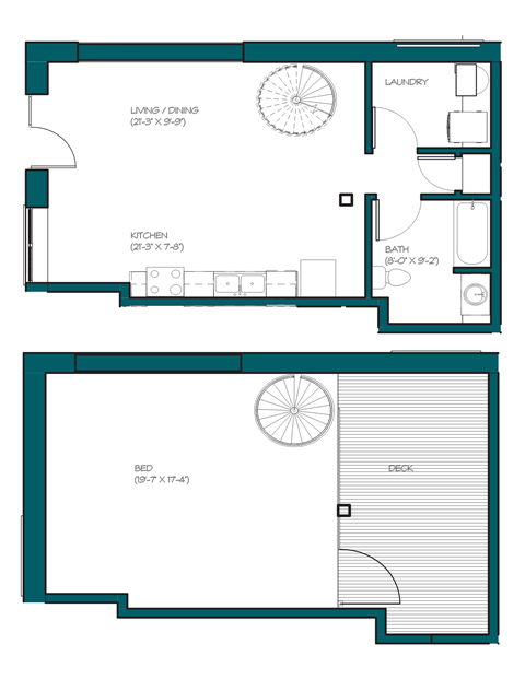 a floor plan of a small house with a bedroom and a living room