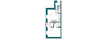 a floor plan of a small house with a bedroom and a living room