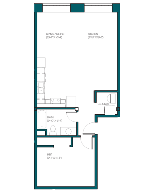 a floor plan of a bedroom floor plan with an open floor plan to the floor