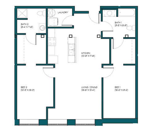 the floor plan of a bedroom apartment with a mix of different floors