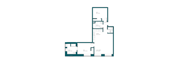 a floor plan of a house with a blue and white floor plan