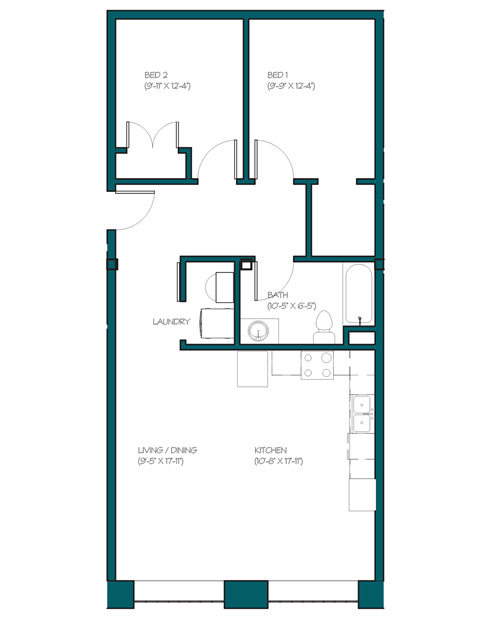 a floor plan of a home with a bedroom and a living room