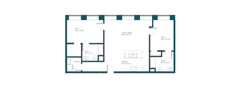 a floor plan of a unit with a bedroom and a living room