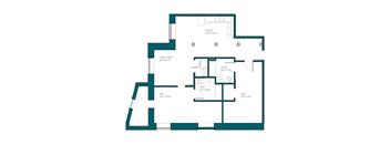 a floor plan of a house with a combination of bedrooms and baths