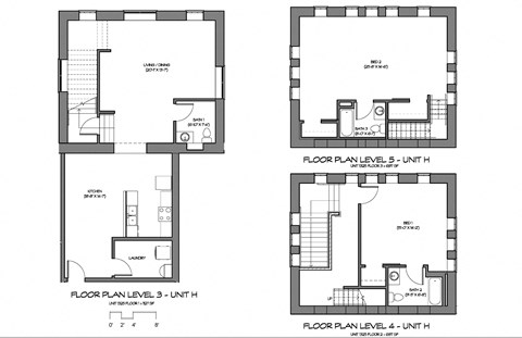 four plans of a floor plan of a house