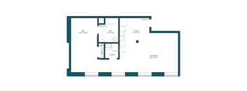 a floor plan of a house with a bedroom and a living room