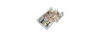 a floor plan of a small apartment with a bedroom and a living room