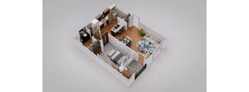 a floor plan of a house with a living room and a dining room