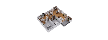 a floor plan of a house with a bedroom and a living room
