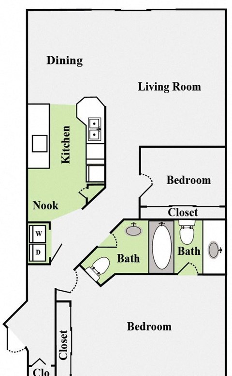 a floor plan of a house with a bedroom and a living room