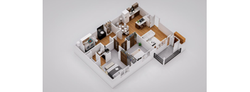 a floor plan of a house with a bedroom and a living room