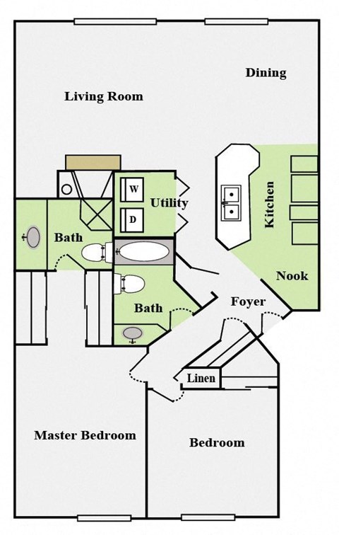 a floor plan of a house with a bedroom and a living room