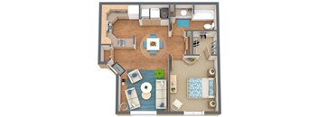 1 Bedroom dollhouse floor plan