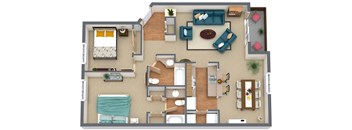 2x2 Bedroom dollhouse floor plan