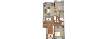 2x2L  Bedroom dollhouse floor plan