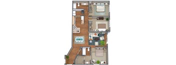 3x2 Bedroom dollhouse floor plan