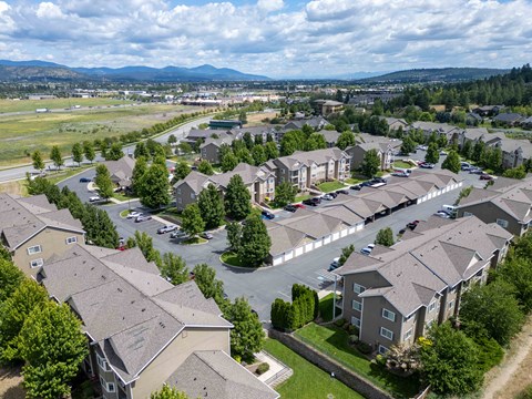 an aerial view of a neighborhood with houses and trees