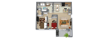 a floor plan of a house with a bedroom and living room