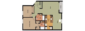 a floor plan of a house with a bedroom and a living room