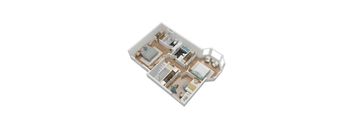 a floor plan of a small apartment with a bedroom and a living room
