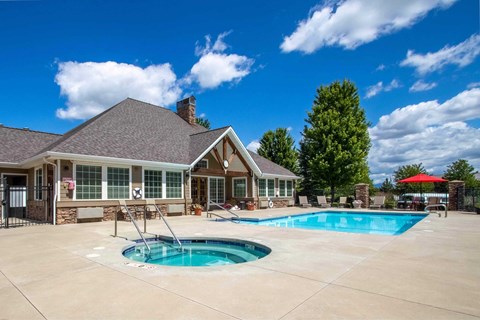 A house with a pool in the backyard.
