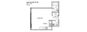 Studio, 1 Bath