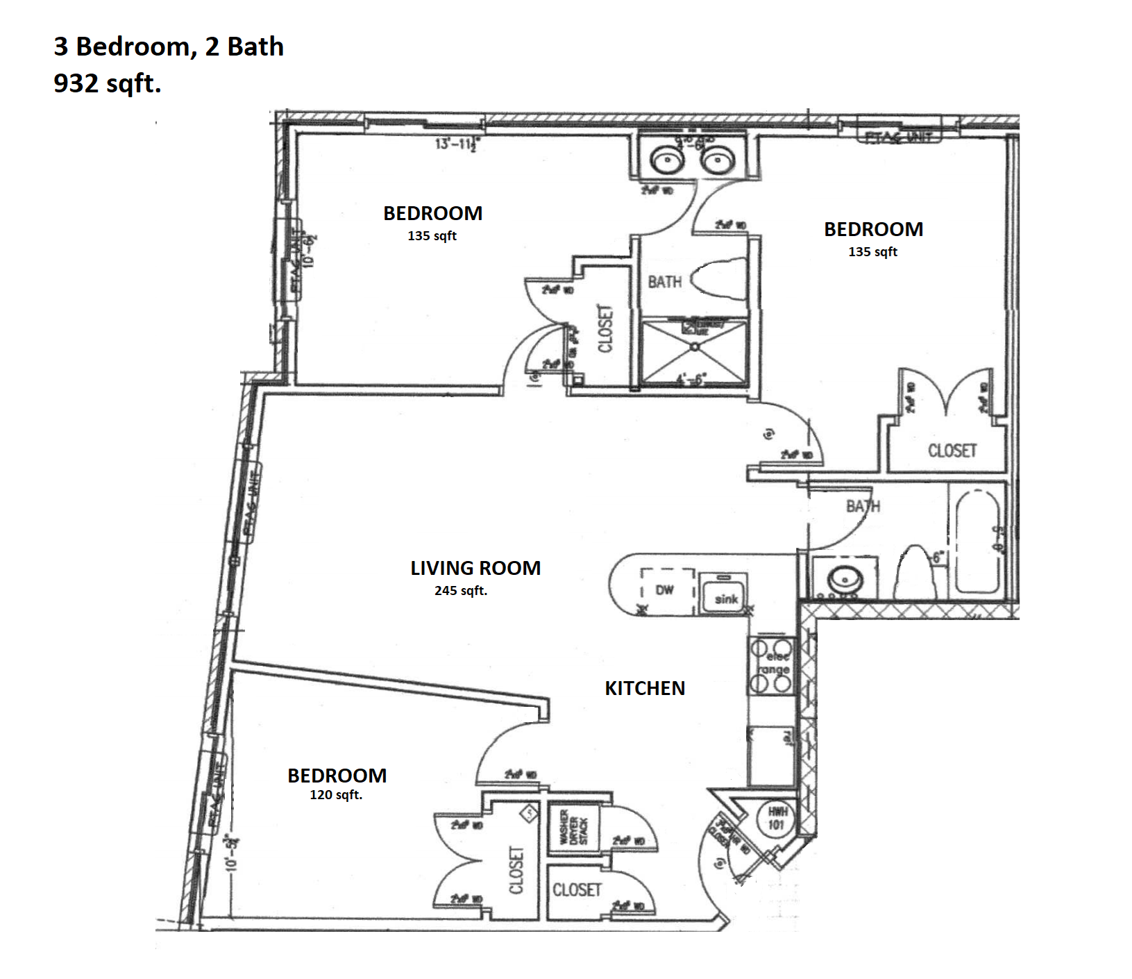 3 Bedrooms, 2 Bathrooms