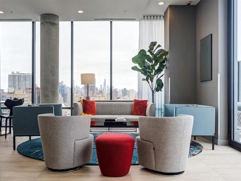 Residents can enjoy views of Lake Michigan from our 18th floor rooftop deck and co-work spaces.