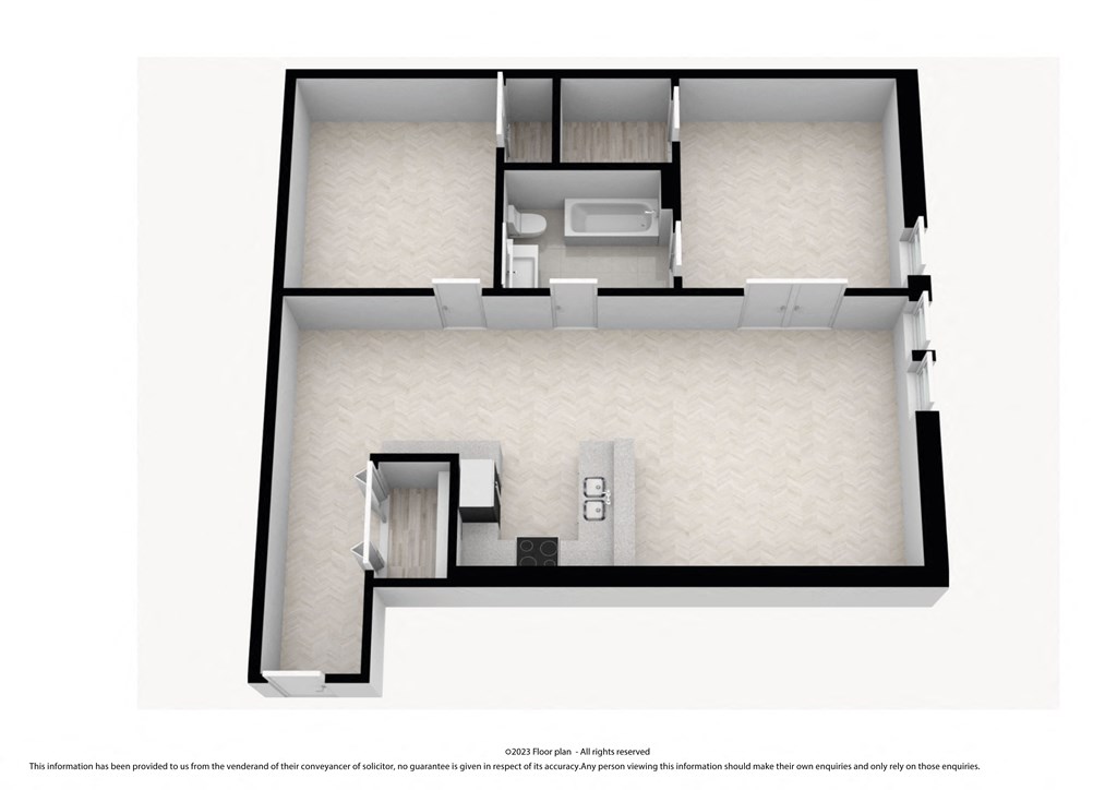 a floor plan of a small apartment with a bedroom and a bathroom