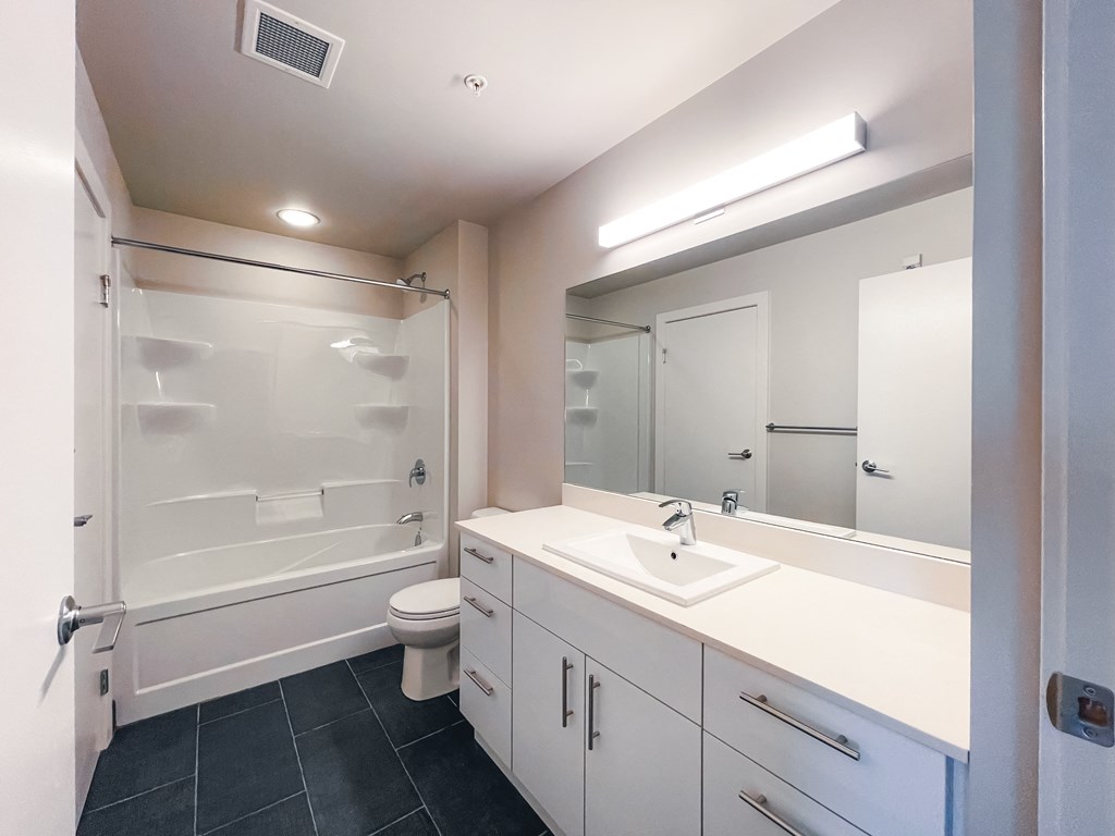 the preserve at ballantyne commons apartment bathroom with sink and shower