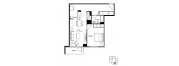A black and white floor plan of a house with a balcony.