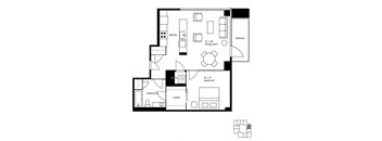 A floor plan of a house with a kitchen, living room, bedrooms, and bathrooms.