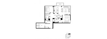 A black and white floor plan of a house with a balcony.