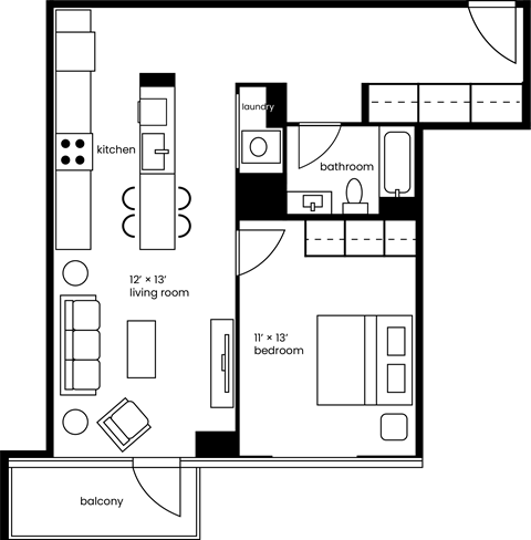 a floor plan of a bedroom apartment
