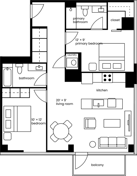a floor plan of a small house with a kitchen and a living room