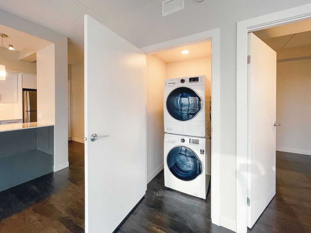 a washer and dryer in a laundry room