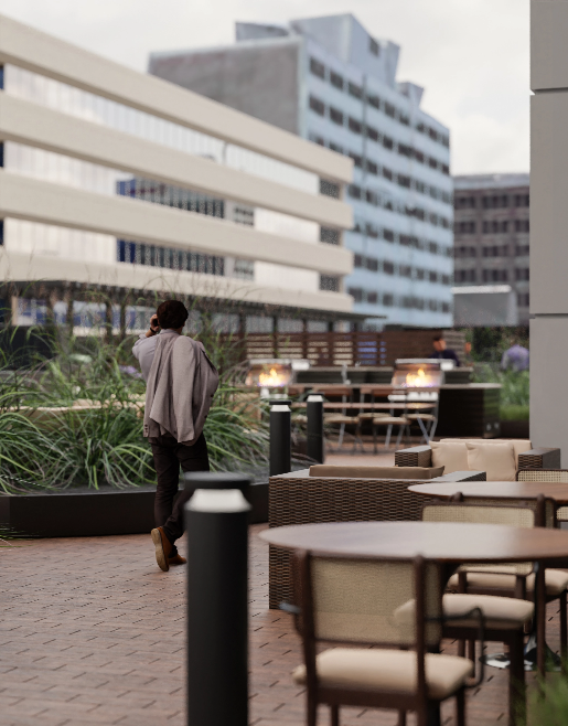 a man talking on his cell phone outside of a building