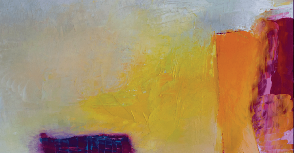 an abstract painting with orange and yellow tones
