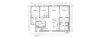 A floor plan of a house with labeled rooms and dimensions.