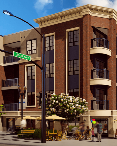 A street view of a building with the name "Lincolnway" on a sign.