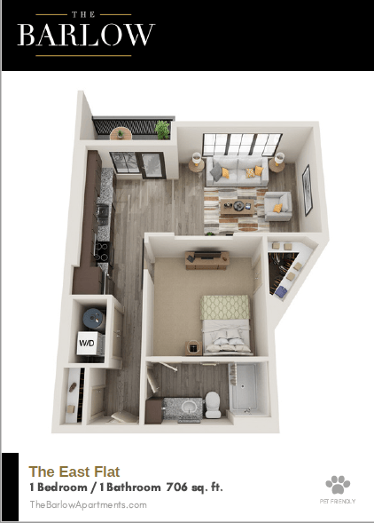 a 1 bedroom floor plan | the barlow