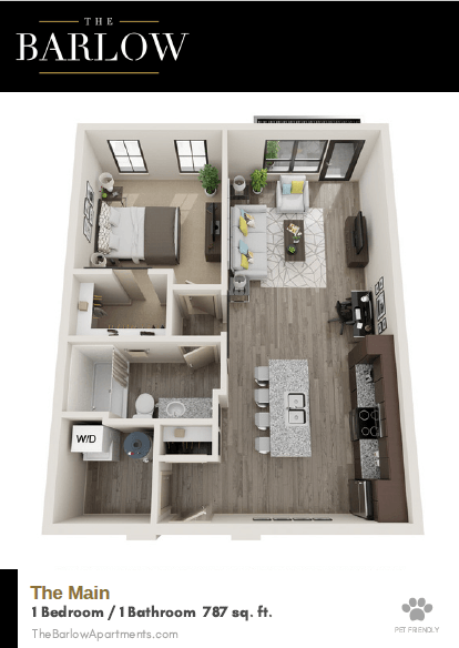 a 1 bedroom floor plan | the carlton