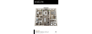 a floor plan of the west 2 bedroom